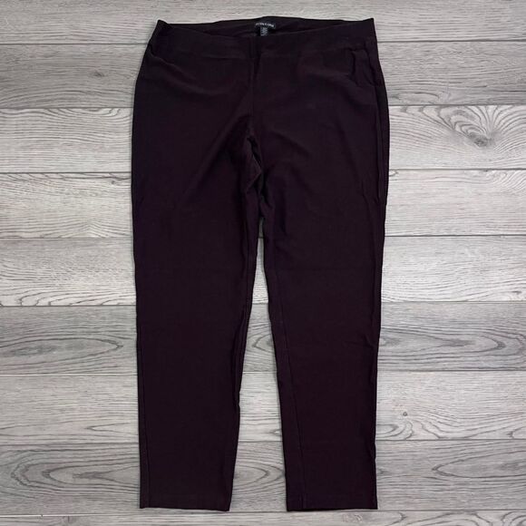 Eileen Fisher Women Size L Brown Pullon Straight Leg Ankle Pants Trouser Office - Picture 1 of 7